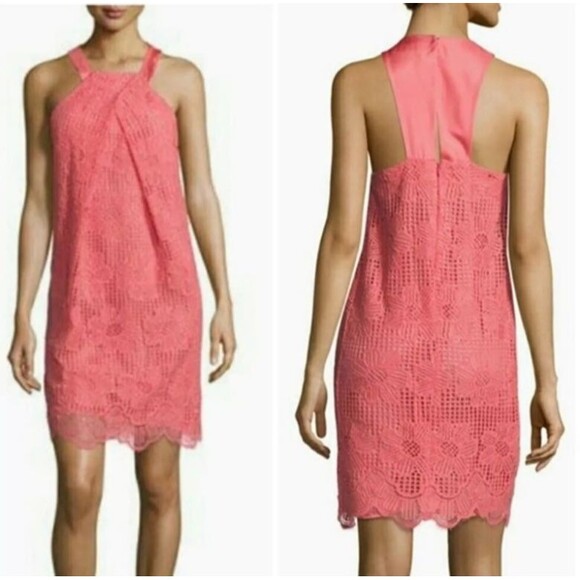 Trina Turk Dresses & Skirts - NWT Trina Turk Felisha Dress Women 4 Guava Pink Lace Halter Pockets Resort $298